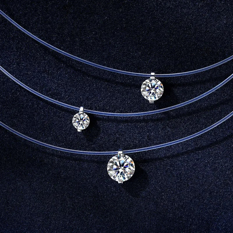 New Style 925 Sterling Silver D VVS1 5mm&6.5mm&8mm Round Cut Moissanite Fashion Solitaire Stone Pendant Necklace for Women