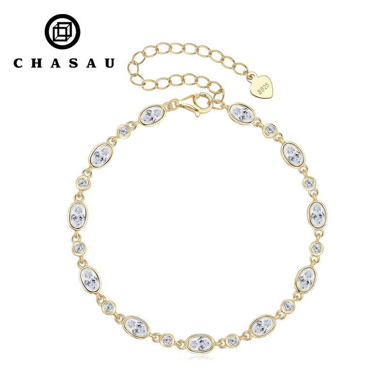 Latest Design Elegant Personalized 925 Silver Round 2mm&3x5mm Oval Cut Moissanite Fashion Tennis Pave Bracelet for Women