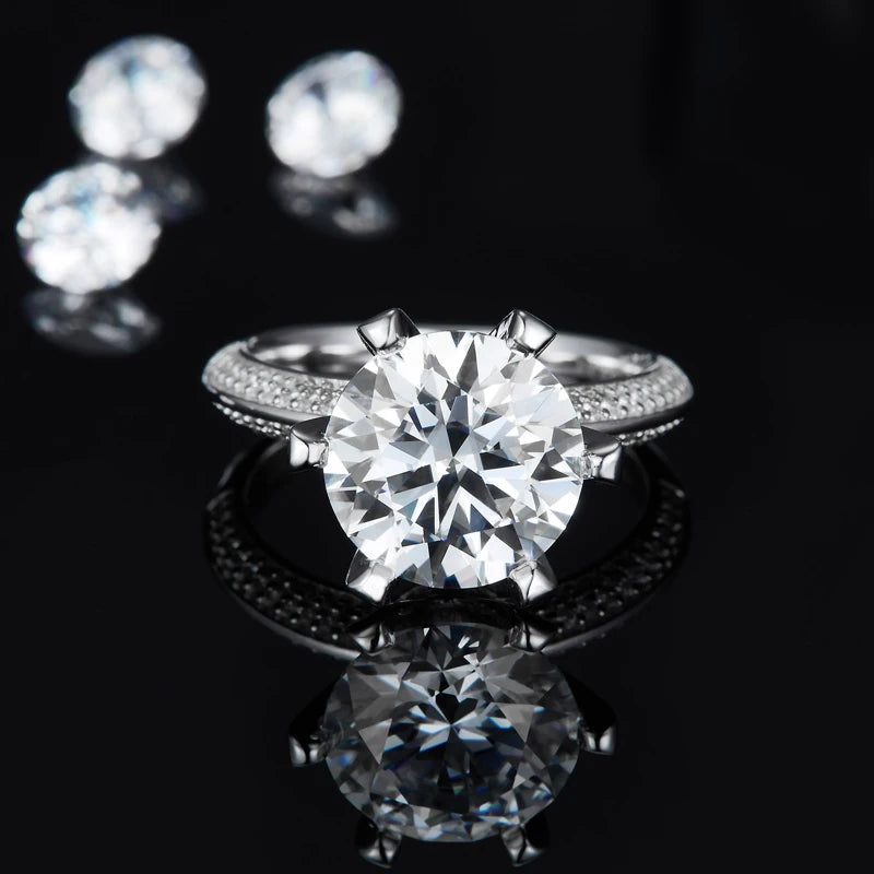 High Quality Luxury Fine Jewelry for Women 5ct 5.0ct 5 Carat 11mm Moissanite S925 Sterling Silver Wedding Engagement Rings