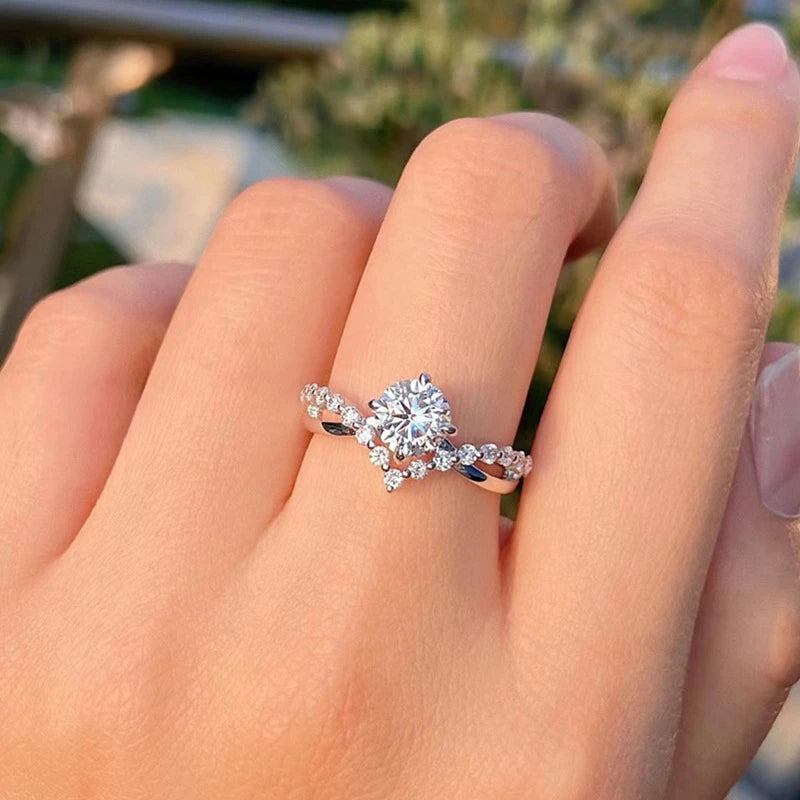 Chasau New Fashion Moissanite Ring Luxury Fine Jewelry 6.5mm All Moissanite Stones S925 Sterling Silver Wedding Engagement Ring