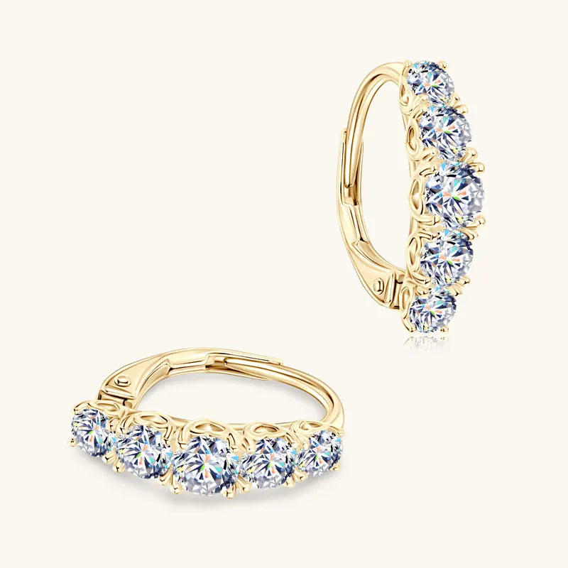 Women's 925 Silver Engagement Earrings with 4mm 3.5mm 3mm Moissanite Clasp Hoop Style Accent Stones for Stylish Looks