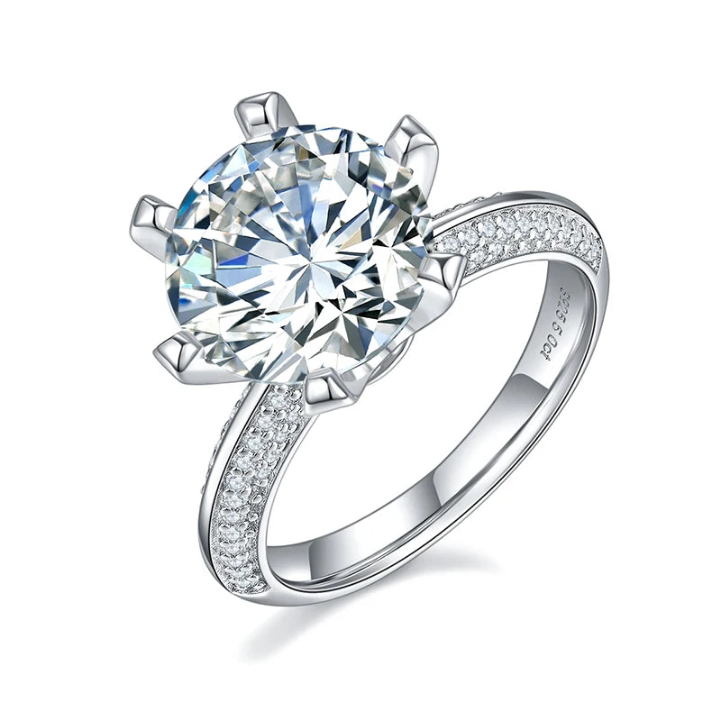High Quality Luxury Fine Jewelry for Women 5ct 5.0ct 5 Carat 11mm Moissanite S925 Sterling Silver Wedding Engagement Rings