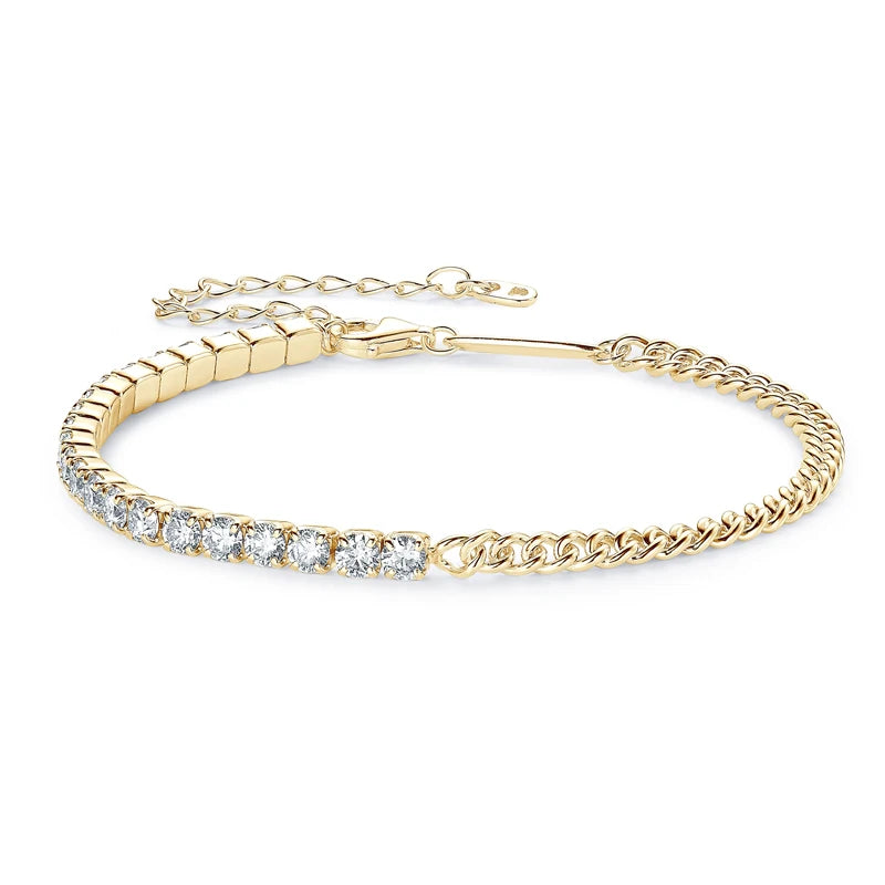 Fine Jewelry VVS 3mm Mossanite Iced Tennis Bracelet 925 Sterling Silver Sparkling Moissanite Chain Luxury Bracelets & Bangles