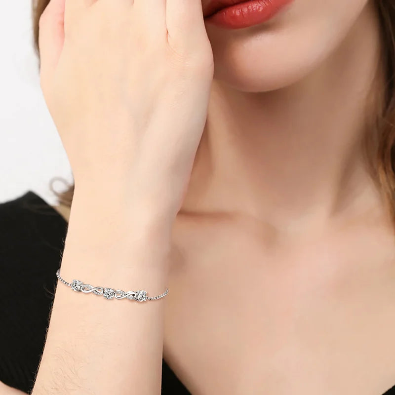 Chasau Luxury Fashion Custom 5mm Full D Moissanite Infinity Bracelets for Women Minimalist 925 Pure Silver Elegant Jewelry
