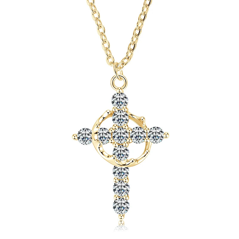 2.2mm&2mm&1.8mm&1.5mm&1.2mm1.1mm&1mm&0.9mm Moissanite Cross Pendant Necklace Silver 925 for Christian Women Men