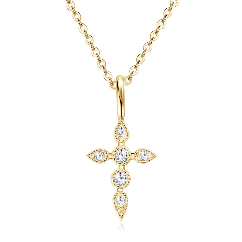 2.2mm&2mm&1.8mm&1.5mm&1.2mm1.1mm&1mm&0.9mm Moissanite Cross Pendant Necklace Silver 925 for Christian Women Men