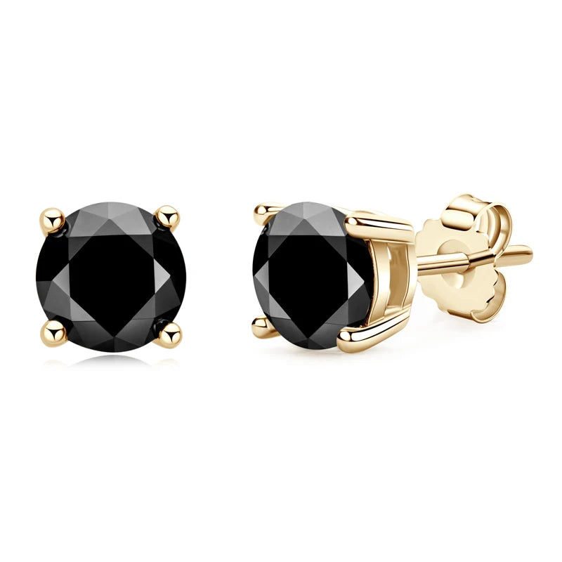 Passed Diamond Test Multi Choice 6.5mm 1ct 1.5ct 2.ct Moissanite 925 Sterling Silver Classic Black Stud Earrings for Men