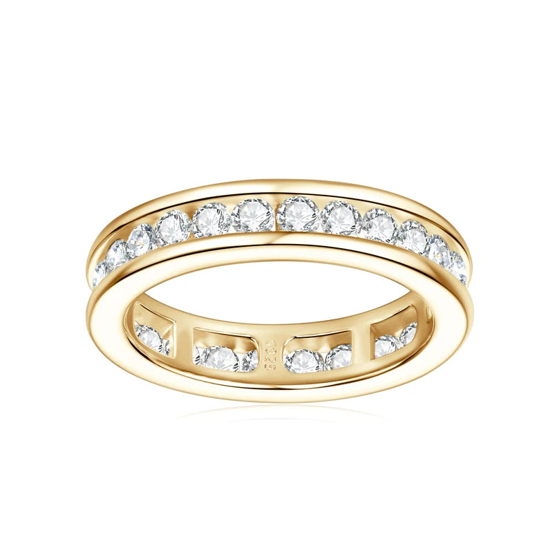 New Arrivals Sterling Silver 925 Round Cut 2.5mm Moissanite Full Eternity Ring Wedding Band Infinity Promise Rings for Woman