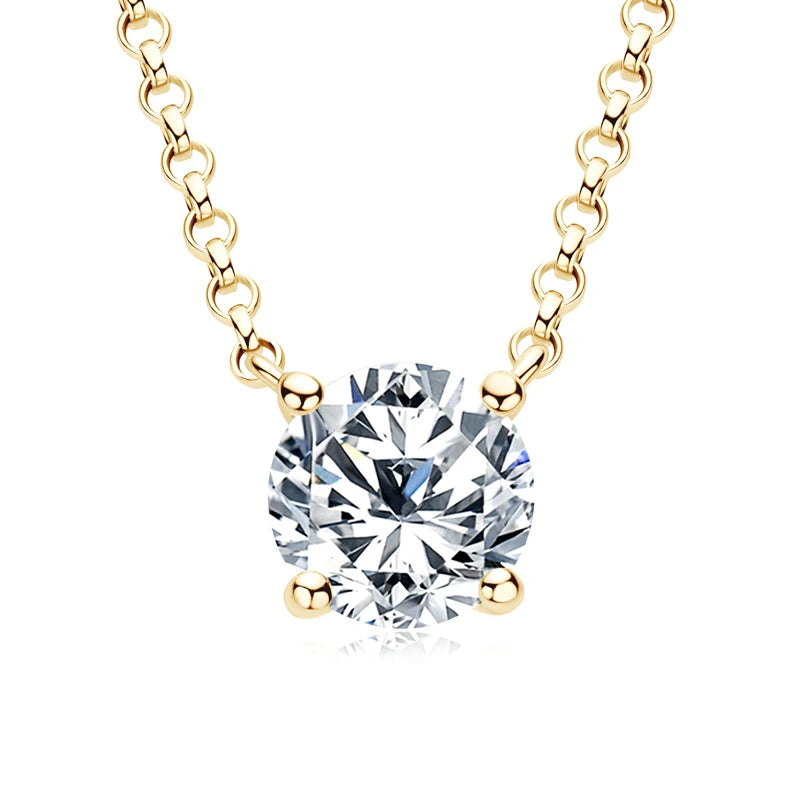 Original 925 Silver Chains Solitaire Drop Necklaces Bridal Fine Jewelry 1CT 2CT 3CT Moissanite Pendant Necklace for Women