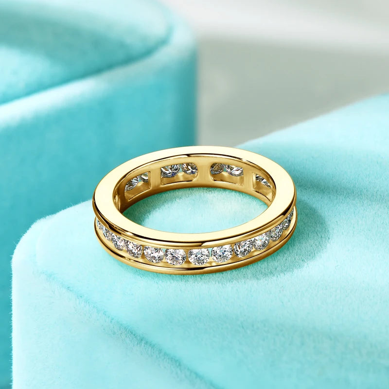 New Arrivals Sterling Silver 925 Round Cut 2.5mm Moissanite Full Eternity Ring Wedding Band Infinity Promise Rings for Woman