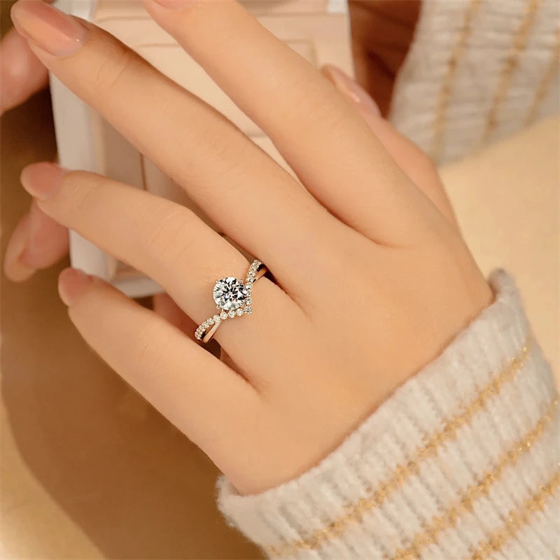 Chasau New Fashion Moissanite Ring Luxury Fine Jewelry 6.5mm All Moissanite Stones S925 Sterling Silver Wedding Engagement Ring