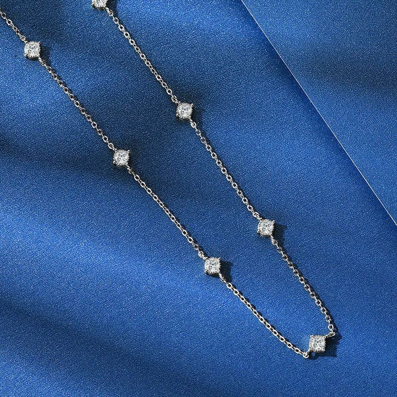 High Quality New Design Simple S925 Certified 925 Sterling Silver Round Cut 3mm Moissanite Choker Necklace for Women Girls