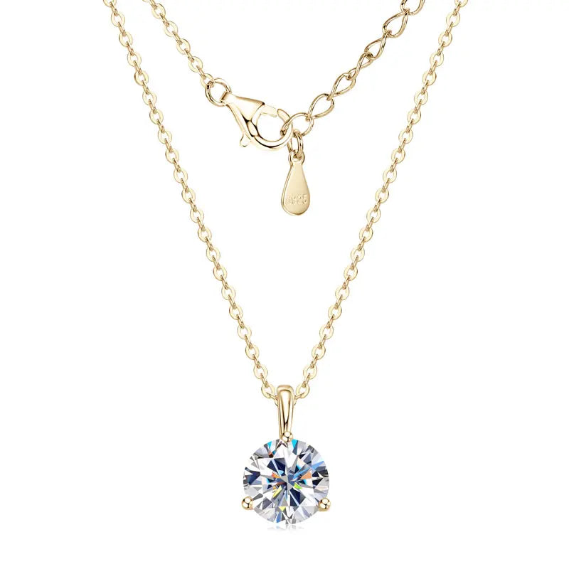 Simple 925 Silver D Color VVS1 6.5mm 7.5mm 8mm Moissanite Simplicity Three Claw Solitaire Pendant Necklace for Women