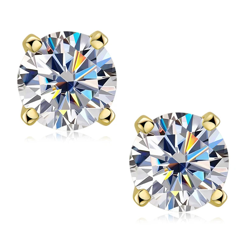 Simple Classic Lab Diamond Earrings 4 Claw 925 Sterling Silver Hypoallergenic 6.5mm 1 Carat Moissanite Stud Earrings