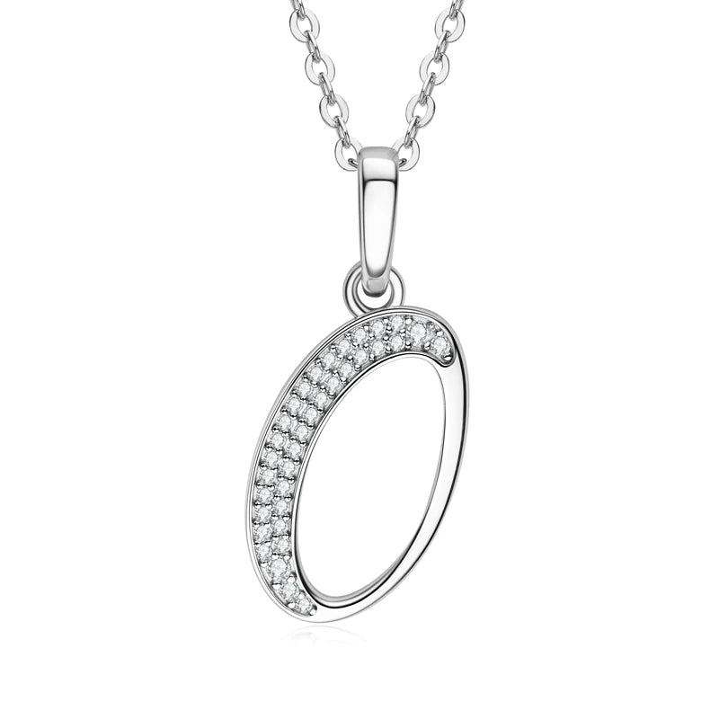 A-Z Name Necklace 26 Letter Initial Moissanite Pendant Real Silver 925 for Couples Women Men Valentine's Day