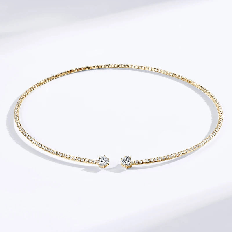 Fine Women Elegant Simple 925 Sterling Silver 6mm 0.8CT Moissanite Love Heart Pendant Necklace Jewelry Choker Collars for Women