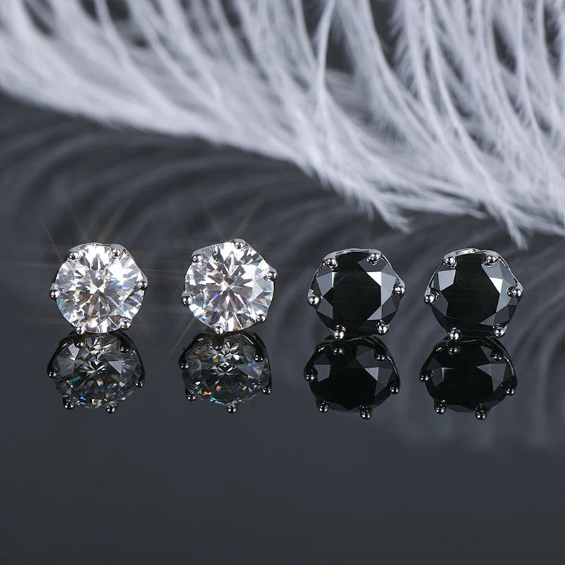 925 Sterling Silver 4mm 0.3ct Moissanite Earrings Studs for Men Women