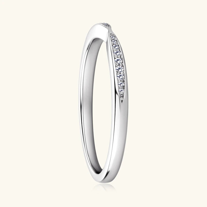 Wedding Jewelry Gifts Stackable Thin Ring Half Eternity Moissanite Bands 925 Sterling Silver Rings for Women with Certificate