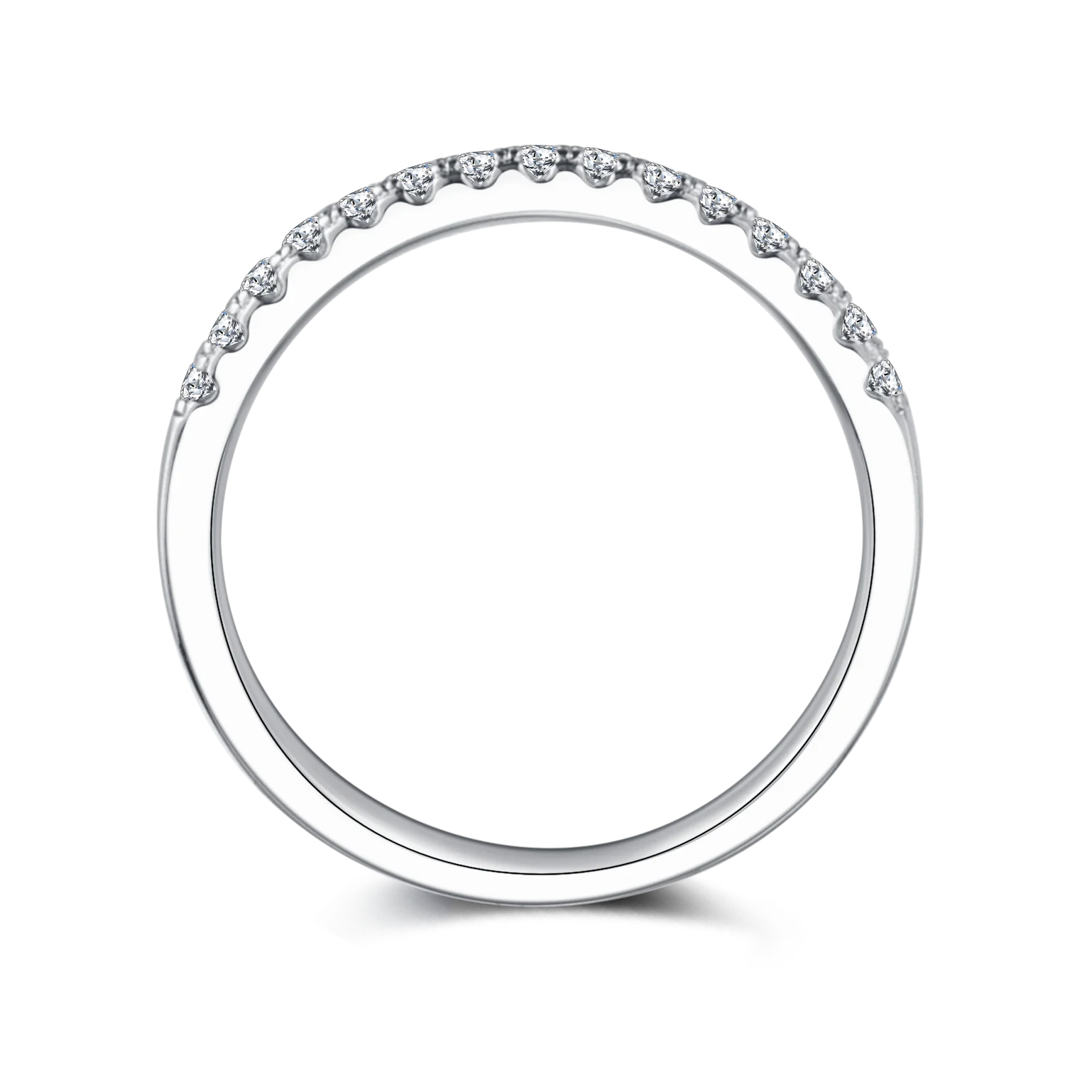 Best Selling Fashion Women Fine Jewelry 925 Sterling Silver 15pcs Moissanite Stones Wedding Band Engagement Ring for Women