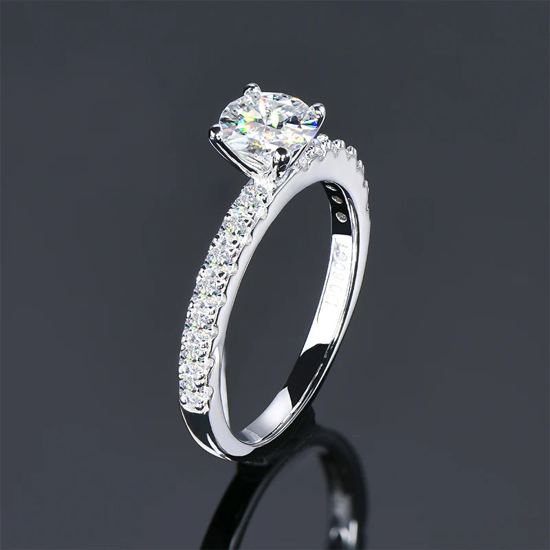 Many Years Factory with GRA Certification 6mm 0.8CT Moissanite S925 Sterling Silver Engagement Ring for Women