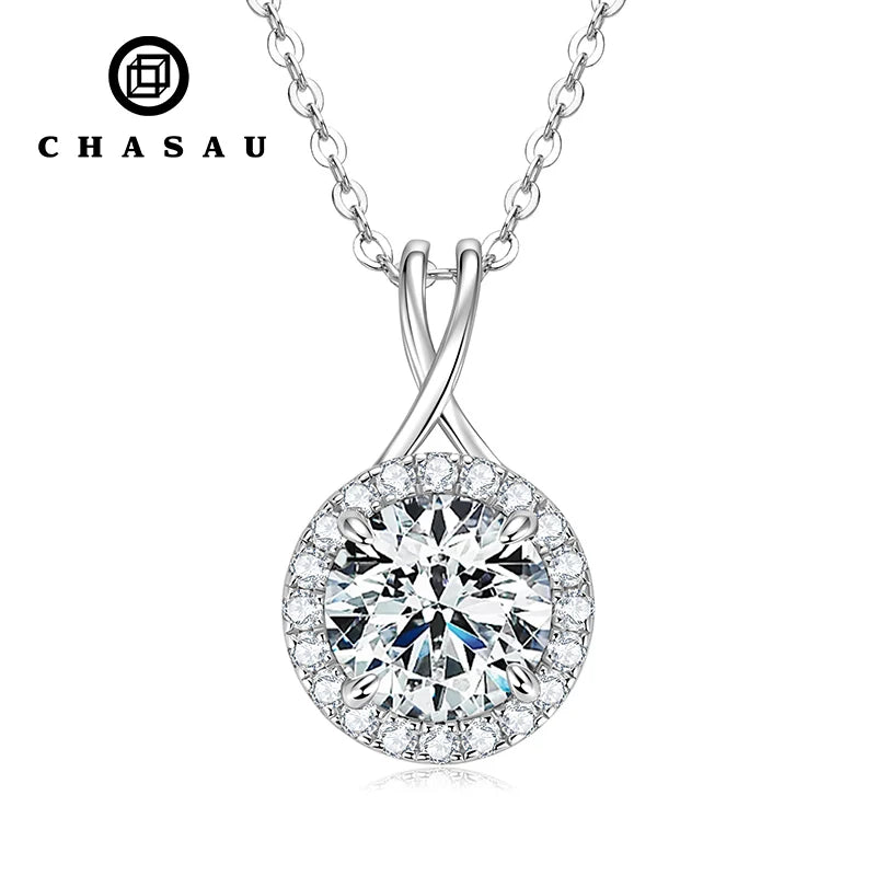 Hot Selling Charms 925 Silver Round-Cut 8mm 2.0ct Moissanite Pendant Cross Design Necklace for Women with Certificate
