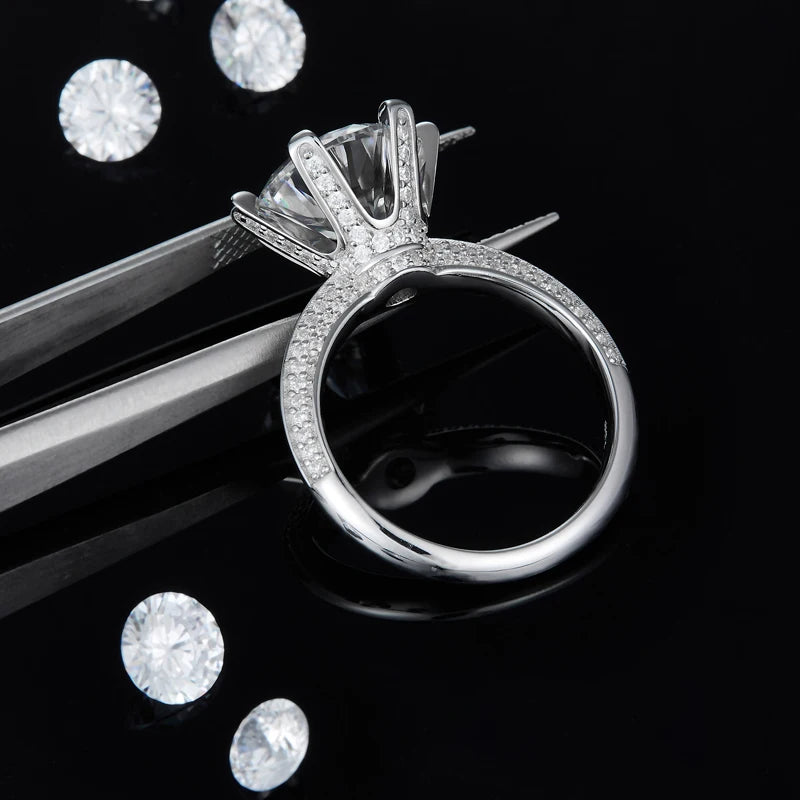 High Quality Luxury Fine Jewelry for Women 5ct 5.0ct 5 Carat 11mm Moissanite S925 Sterling Silver Wedding Engagement Rings