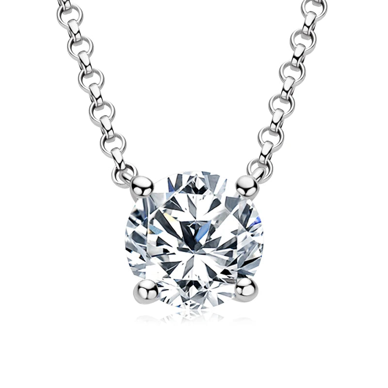 Original 925 Silver Chains Solitaire Drop Necklaces Bridal Fine Jewelry 1CT 2CT 3CT Moissanite Pendant Necklace for Women
