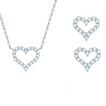 Chasau Fine Jewelry 925 Sterling Silver Moissanite Heart Earrings Pendant Necklace Jewelry Set for Women