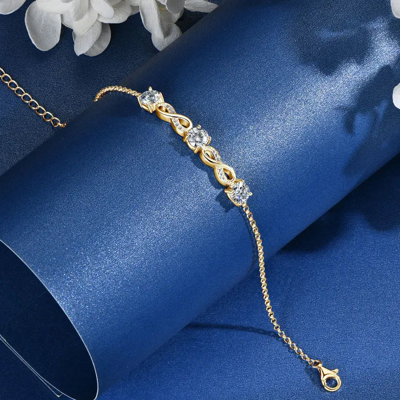 Chasau Luxury Fashion Custom 5mm Full D Moissanite Infinity Bracelets for Women Minimalist 925 Pure Silver Elegant Jewelry