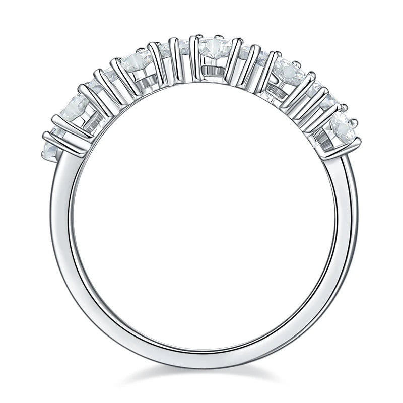 14K Gold Plated 925 Sterling Silver D Color VVS1 0.1CT Heart Cut Much Love Half Eternity Band Ring for Women