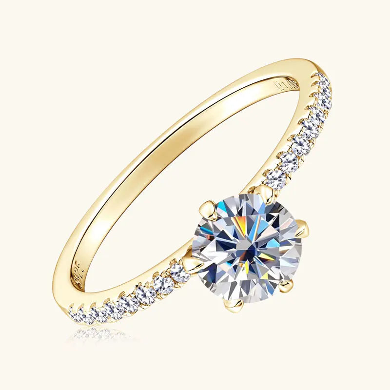 Classic Shinny 925 Sterling Sliver 1CT 6.5mm D Color VVS Round Cut Moissanite Simple Engagement Ring for Women