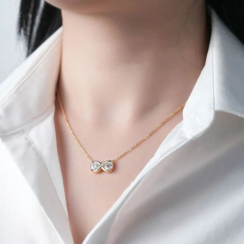 Directly Sale Niche Trendy Pass Diamond Tester 2 Carat Moissanite 925 Sterling Silver Infinity Jewelry Pendant Necklace