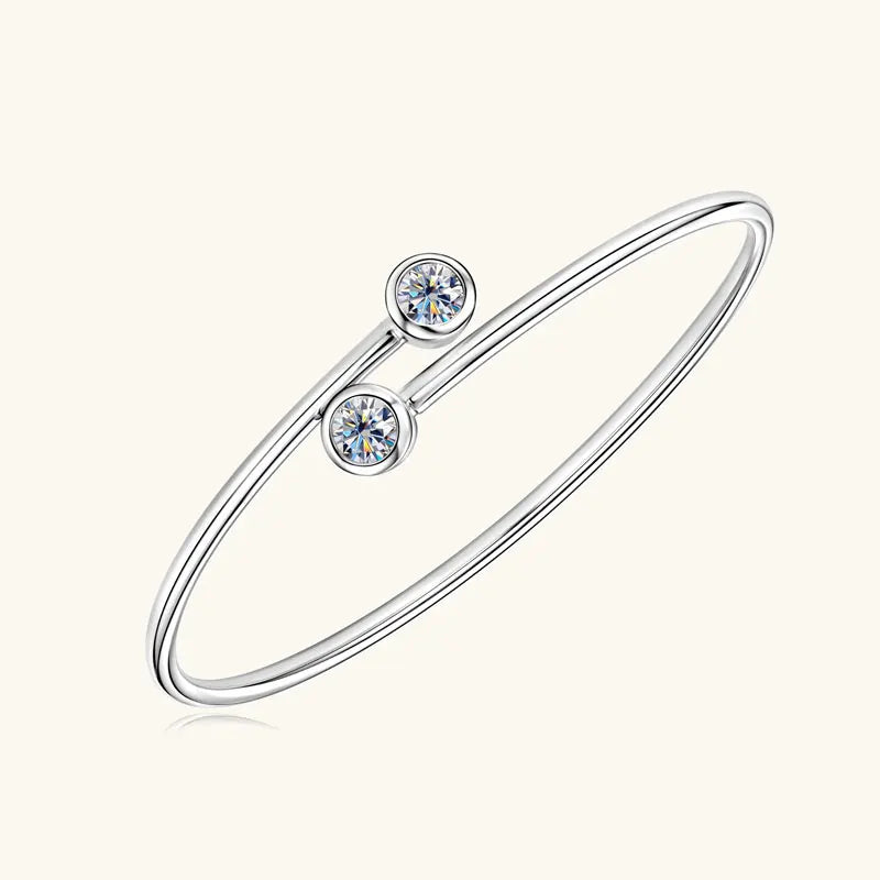 Hot Selling 925 Sterling Silver Trendy Open Flexi Fashion Round Shape Bracelet 5mm (0.5ct) Moissanite Adjustable Parties Gifts