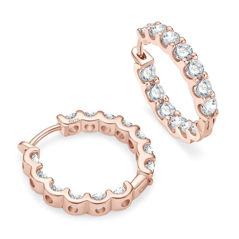 Best Selling Single Row Sterling Silver 925 3mm 0.1CT Moissanite Drop Inlaid Hoop Earrings for Women