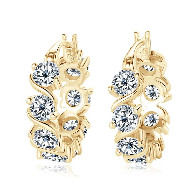 4mm 4.8carat All D Moissanite Diamond Hoop Earrings for Women Engagement Wedding Original 925 Sterling Silver Jewelry