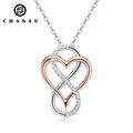100% 925 Sterling Silver Certificated 1mm Moissanite Authentic Sterling Silver Heart Infinity Necklace