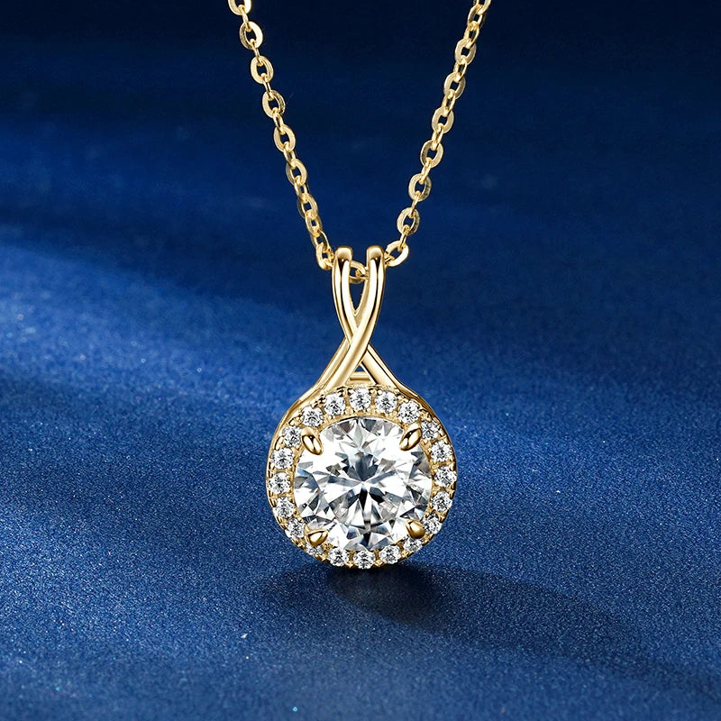 Hot Selling Charms 925 Silver Round-Cut 8mm 2.0ct Moissanite Pendant Cross Design Necklace for Women with Certificate