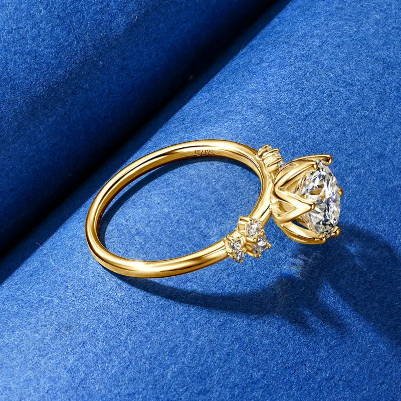 Trendy Luxury Fashion Women Fine Jewelry 2ct 2.0ct 2 Carat 8mm Six Claw Moissanite S925 Sterling Silver Wedding Engagement Ring