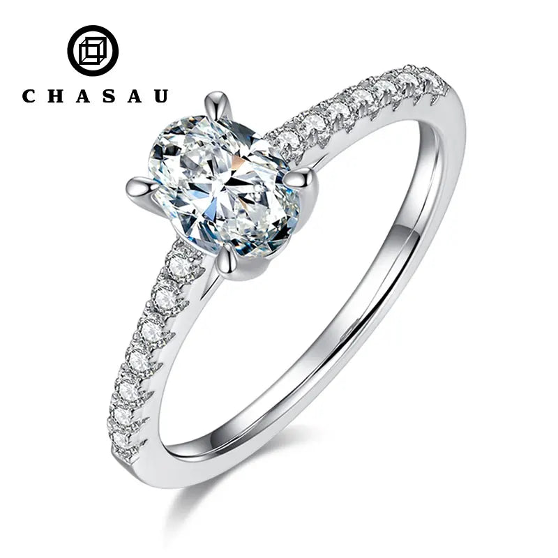 925 Sterling Silver GRA Certificated 1ct Oval Cut Vvs Moissanite Minimalist Wedding Ring Engagement Rings for Women
