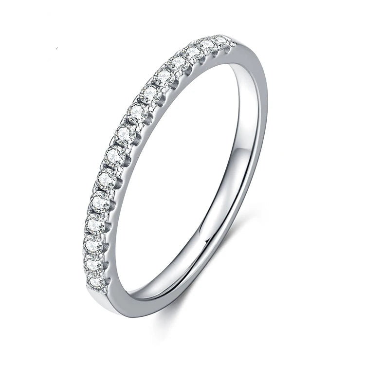 Best Selling Fashion Women Fine Jewelry 925 Sterling Silver 15pcs Moissanite Stones Wedding Band Engagement Ring for Women
