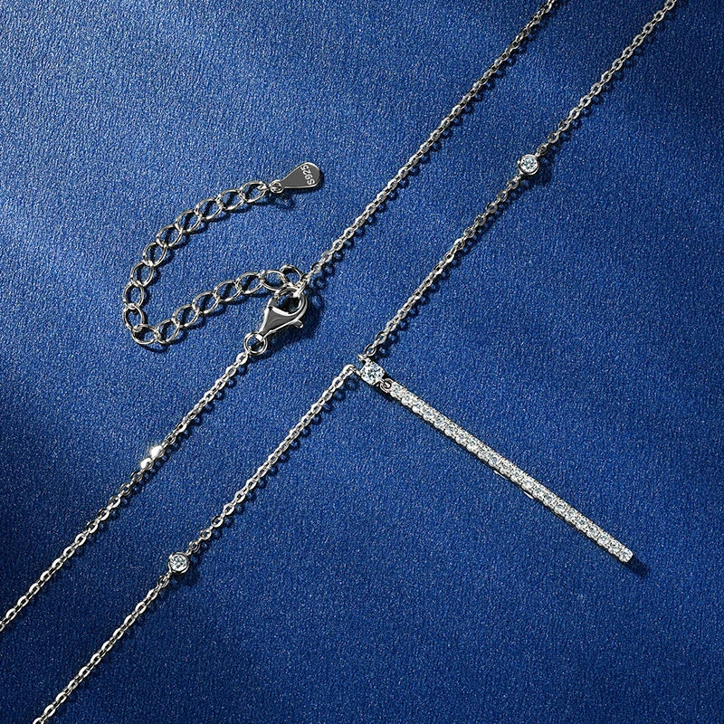 Long Drop Pendant Necklace 925 Silver 2.5mm&2mm&1.5mm Moissanite Fashion Barrette Necklace for Women