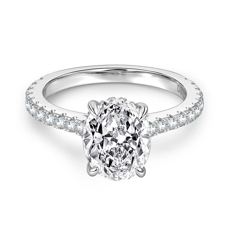 925 Silver Eternity Band 3CT 8x10mm Oval Cut D Color VVS1 Moissanite Classic Engagement Jewelry Rings Gift for Women