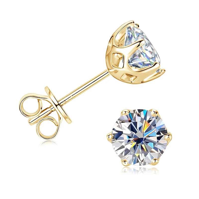 Latest Style High Quality 5mm Moissanite 925 Sterling Silver Eco Friendly 6-claw Classic Stud Earrings