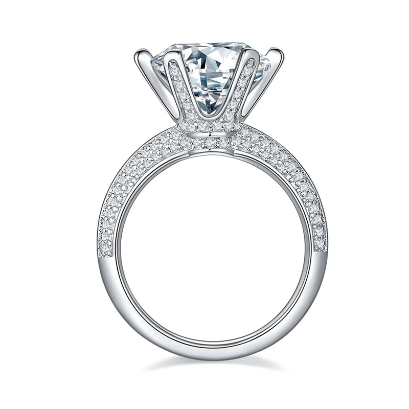High Quality Luxury Fine Jewelry for Women 5ct 5.0ct 5 Carat 11mm Moissanite S925 Sterling Silver Wedding Engagement Rings