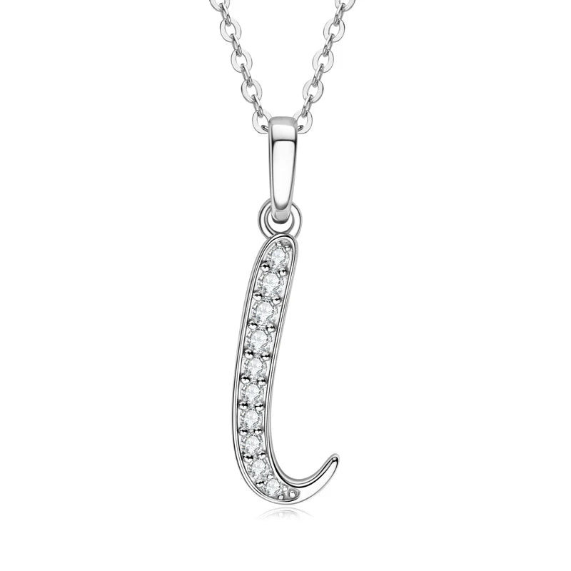 A-Z Name Necklace 26 Letter Initial Moissanite Pendant Real Silver 925 for Couples Women Men Valentine's Day