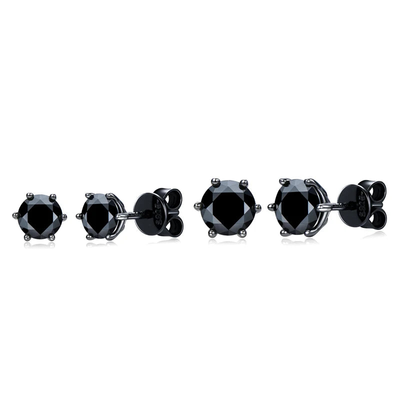 Wholesale Black 925 Sterling Silver Moissanite Earrings Classic Six Claw Stud Design Ladies and Men's Jewelry Christmas Gift