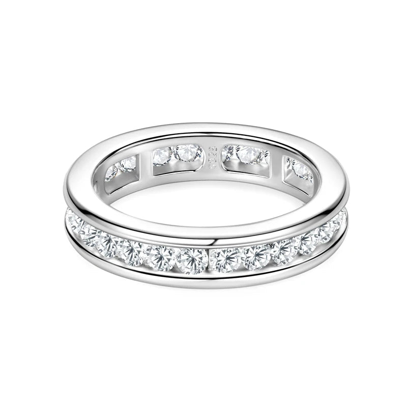 New Arrivals Sterling Silver 925 Round Cut 2.5mm Moissanite Full Eternity Ring Wedding Band Infinity Promise Rings for Woman