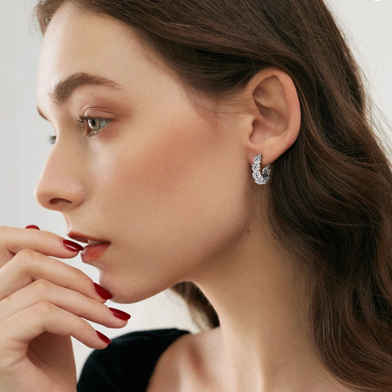 4mm 4.8carat All D Moissanite Diamond Hoop Earrings for Women Engagement Wedding Original 925 Sterling Silver Jewelry
