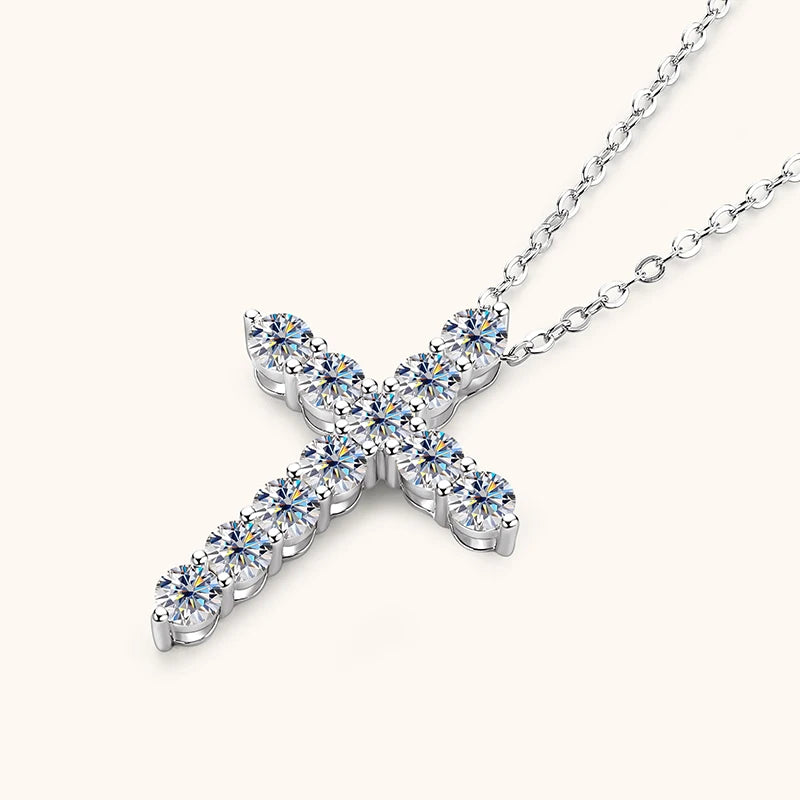 Wholesale Jewelry 925 Silver 3.5mm 0.20ct Moissanite Diamond Jesus Cross VVS1 Pendant Necklace Religious Jewelry Gifts for Her