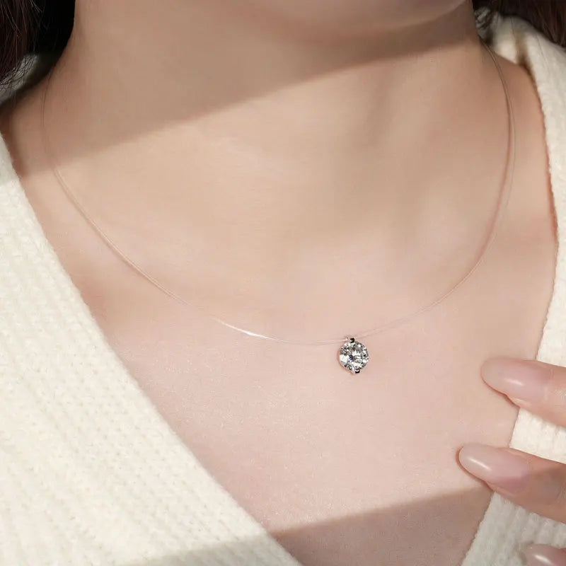 New Style 925 Sterling Silver D VVS1 5mm&6.5mm&8mm Round Cut Moissanite Fashion Solitaire Stone Pendant Necklace for Women